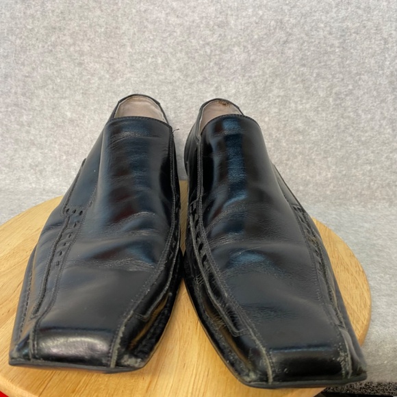 Stacy Adams Size 10M Black Leather Square Toe Slip On Loafer Shoes - Picture 3 of 16